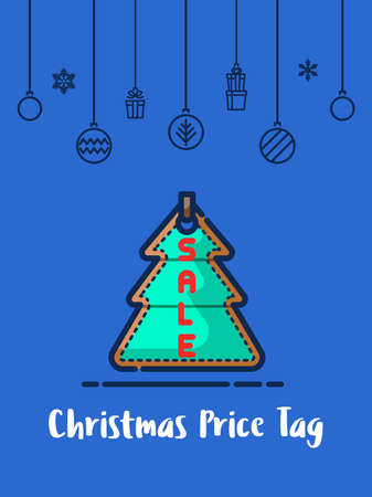 Christmas Price Tag icon with christmas ornament elements hanging background.のイラスト素材