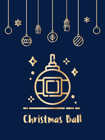 Christmas ball icon with christmas ornament elements hanging background.のイラスト素材