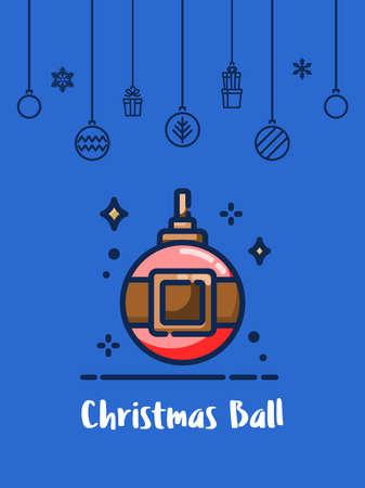 Christmas ball icon with christmas ornament elements hanging background.のイラスト素材