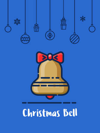Christmas bell icon with christmas ornament elements hanging background.のイラスト素材