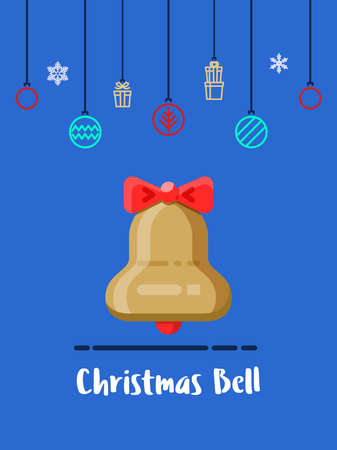 Christmas bell icon with christmas ornament elements hanging background.のイラスト素材