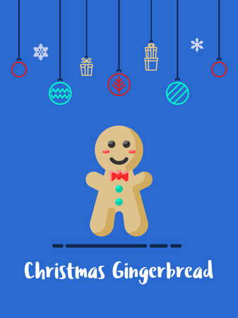 Christmas gingerbread icon with christmas ornament elements hanging background.のイラスト素材