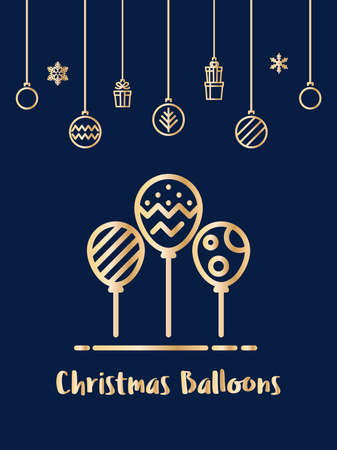 Christmas balloons party icon with christmas ornament elements hanging background.のイラスト素材