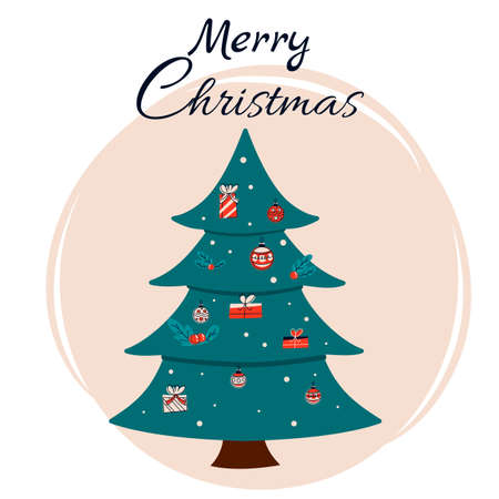 Christmas tree with christmas presents. Vector Illustration.のイラスト素材