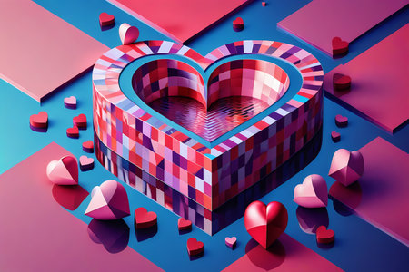 Valentine's Day abstract background with heart. 3D renderingの写真素材