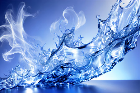 blue water splash on a white background. 3d rendering, 3d illustration.
