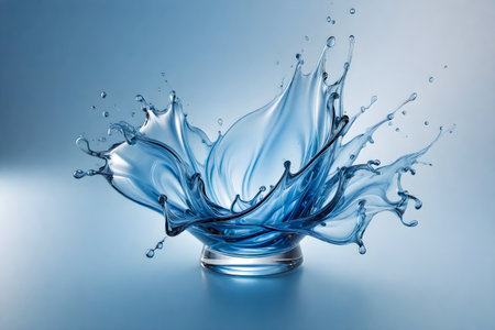 blue water splash isolated on white background. 3d rendering, 3d illustration.の写真素材