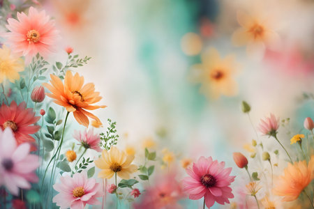 colorful cosmos flowers in soft color and blur style for background.の写真素材