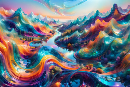 Abstract colorful background. 3d rendering, 3d illustration. computer digital drawing.の写真素材