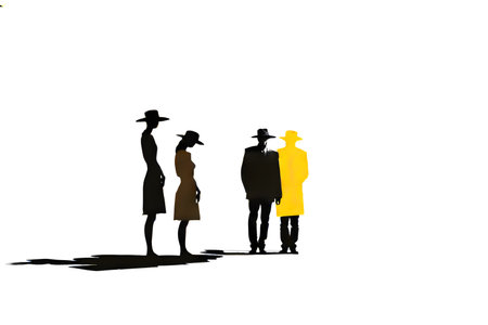 Silhouette of a group of people on a white background.の写真素材