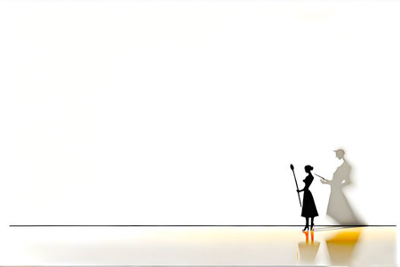 Silhouette of a woman in front of a white wall.
