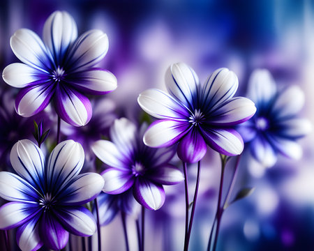 abstract background with blue and white flowers close-upの写真素材