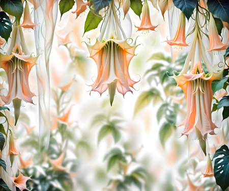 floral background: flowers of datura, close-upの写真素材