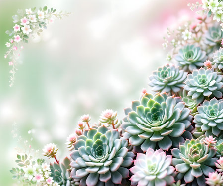 Succulent background with copy space for your text or image.の写真素材
