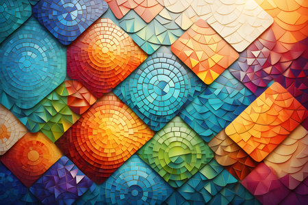 Colorful mosaic background. Abstract geometric pattern. 3D rendering.