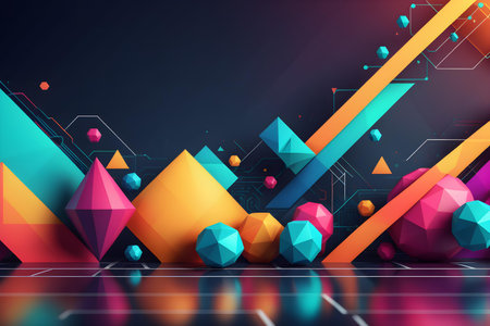 Abstract vector background with colorful geometric elements. Futuristic technology style.