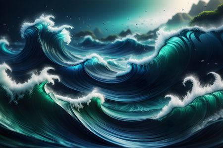 Blue ocean wave background. 3d rendering, 3d illustration.