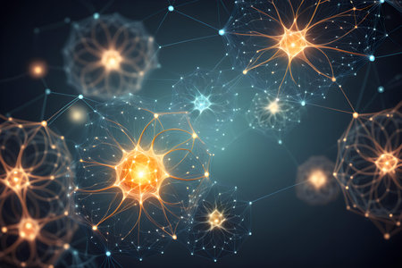 Abstract science background with glowing particles. 3d rendering toned image