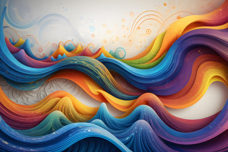 abstract colorful background with swirls and waves. Vector illustration.