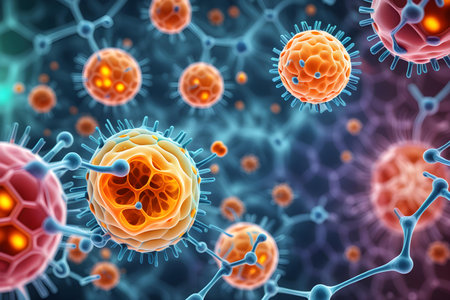 3D illustration of Neurons in blood cell. Neurons in blood cells. Neurons in blood cells