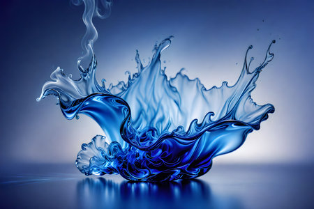 Blue water splash on blue background. 3d rendering, 3d illustration.
