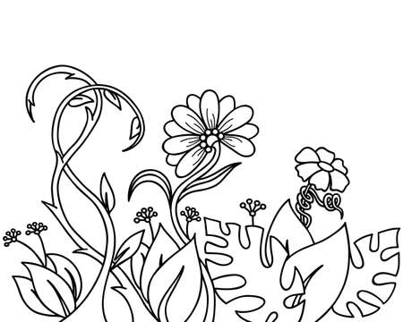 Abstract plants and flowersのイラスト素材
