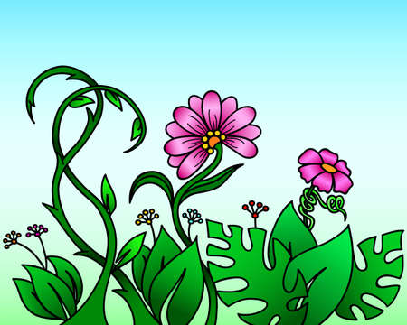 Abstract plants and flowersのイラスト素材