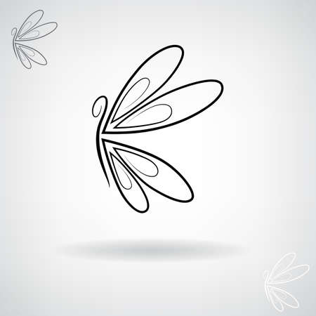 Stylized black silhouette of a butterflyのイラスト素材