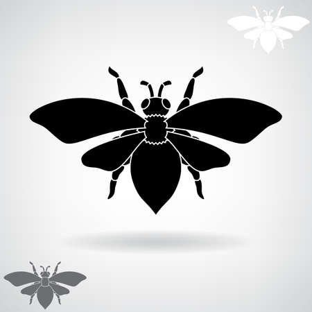 Black silhouette of the bee. illustration.のイラスト素材