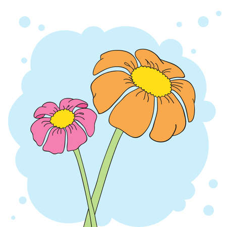 Postcard with flowers on a blue background.Vector illustration.のイラスト素材