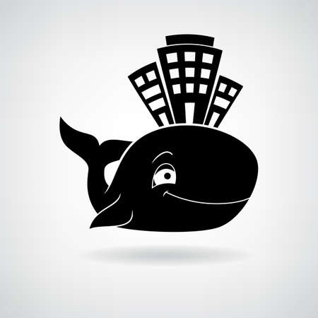 Black stylized house at the whale.のイラスト素材
