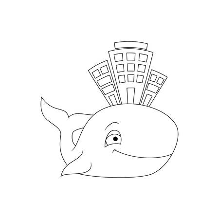Stylized house at the whale.のイラスト素材