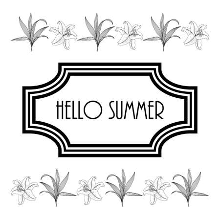 Vintage floral frame with liliesのイラスト素材