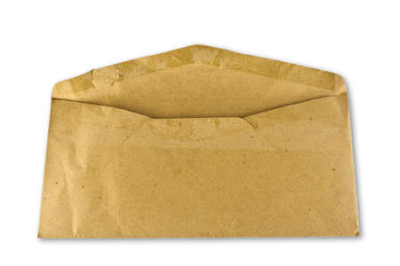 Brown Vintage Envelope isolated on white background.の写真素材