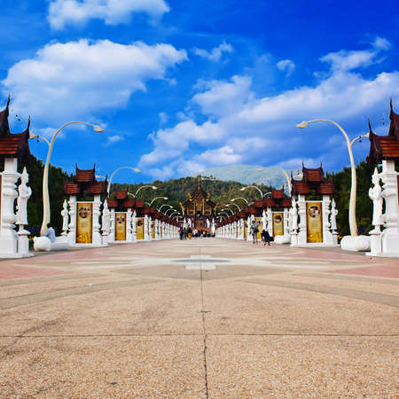 Ho kham luang in the international horticultural exposition 2011, the northern thai style building in royal flora expo,Chiang mai, Thailandのeditorial素材