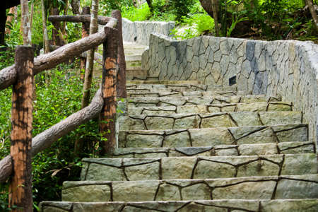 Stone stairs in the gardenの写真素材