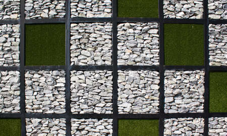 Modern art wall grass and stone textureの写真素材