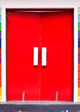 bright colorful wood doorの写真素材
