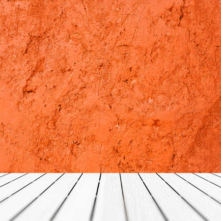 Orange interior room with white woodenの写真素材