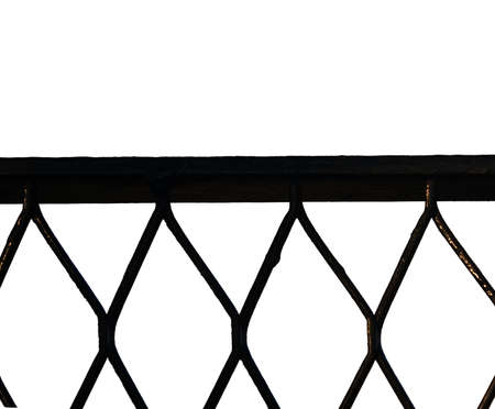 Iron chain fence on the white backgroundの写真素材