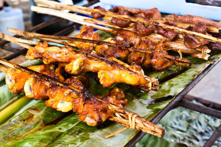 Chicken grilled on charcoalの写真素材