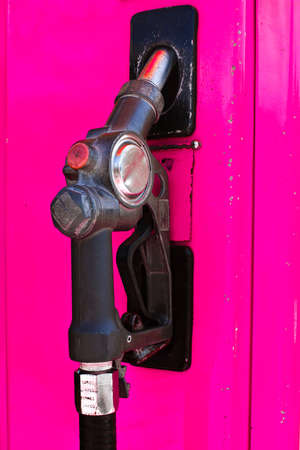 colorful fuel oil gasoline dispenser at petrol filling stationの写真素材