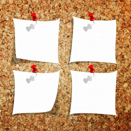 Note paper with push pins on noticeboard の写真素材