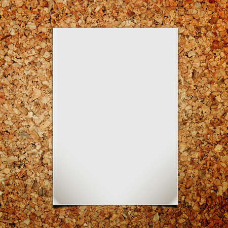 White paper sheet on cork board texture の写真素材