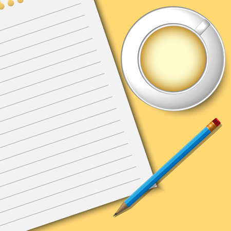White papers, coffee,pencil ready for your messageのイラスト素材
