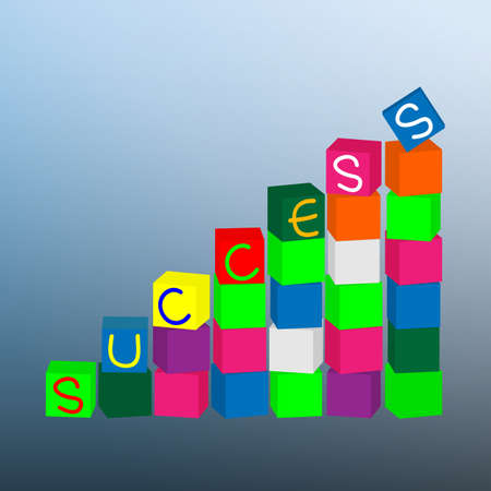 Chart of cubes with word success.のイラスト素材