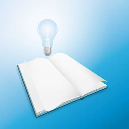 Idea and knowledge concept design Light bulb on open bookのイラスト素材