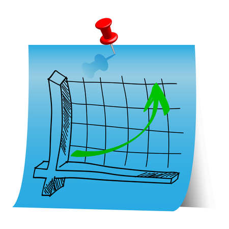 Hand draw graph on paper note stickers のイラスト素材