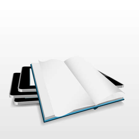 blank PC tablet computer with book open on the white EPS10のイラスト素材