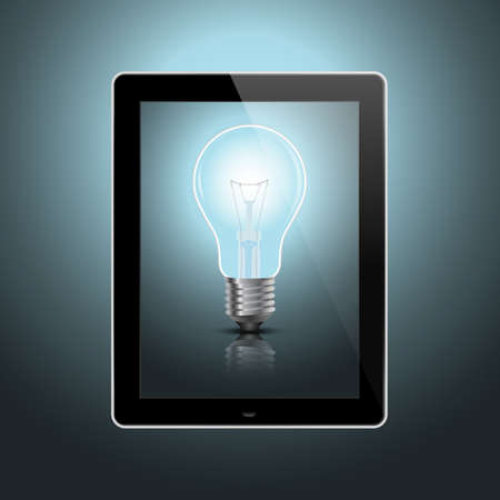 digital tablet with light bulb conceptual design EPS10のイラスト素材